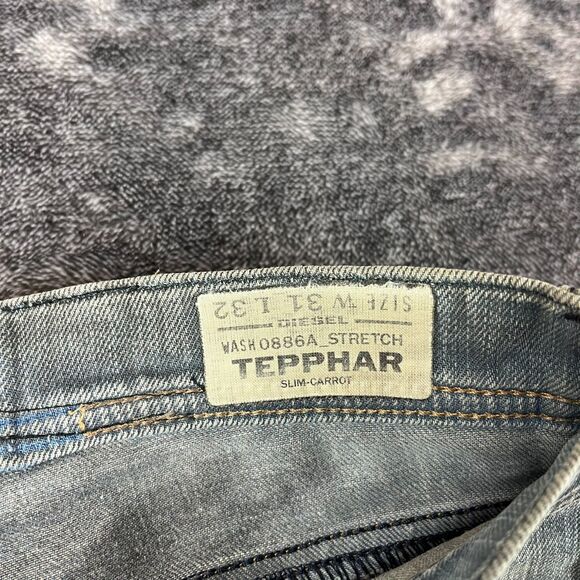 Diesel Slim-Carrot Tepphar Denim Distressed Jeans Men's 31X32(31X30) 0886A - Picture 6 of 16